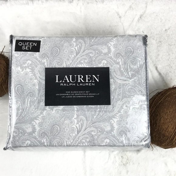 Lauren RALPH LAUREN Other - Lauren RALPH LAUREN (White/Gray Sketch Print) 100% Cotton QUEEN Sheet Set